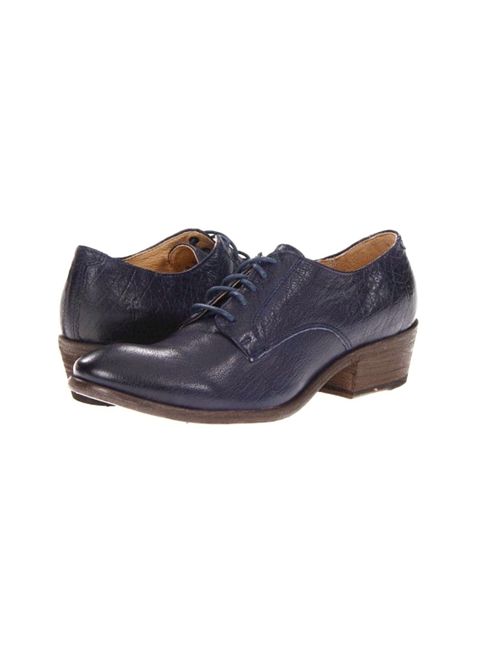 Frye Navy Leather Lace-Up Low Heel Boots